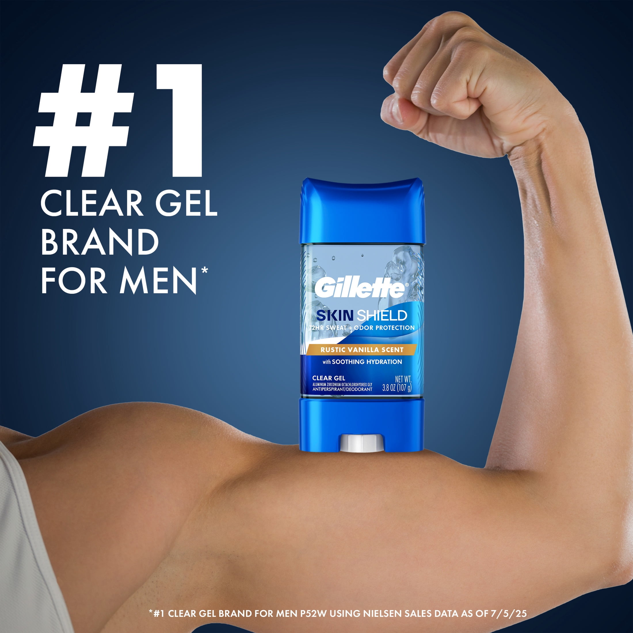 Gillette Clear Gel Antiperspirant and Deodorant for Men Rustic Vanilla Scent 3.8 oz