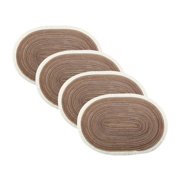 Tabletex Set of 4 Oval Placemats Heat-Resistant Table Mats Washable Non-Slip Dining Table Mats (Brown, 4)