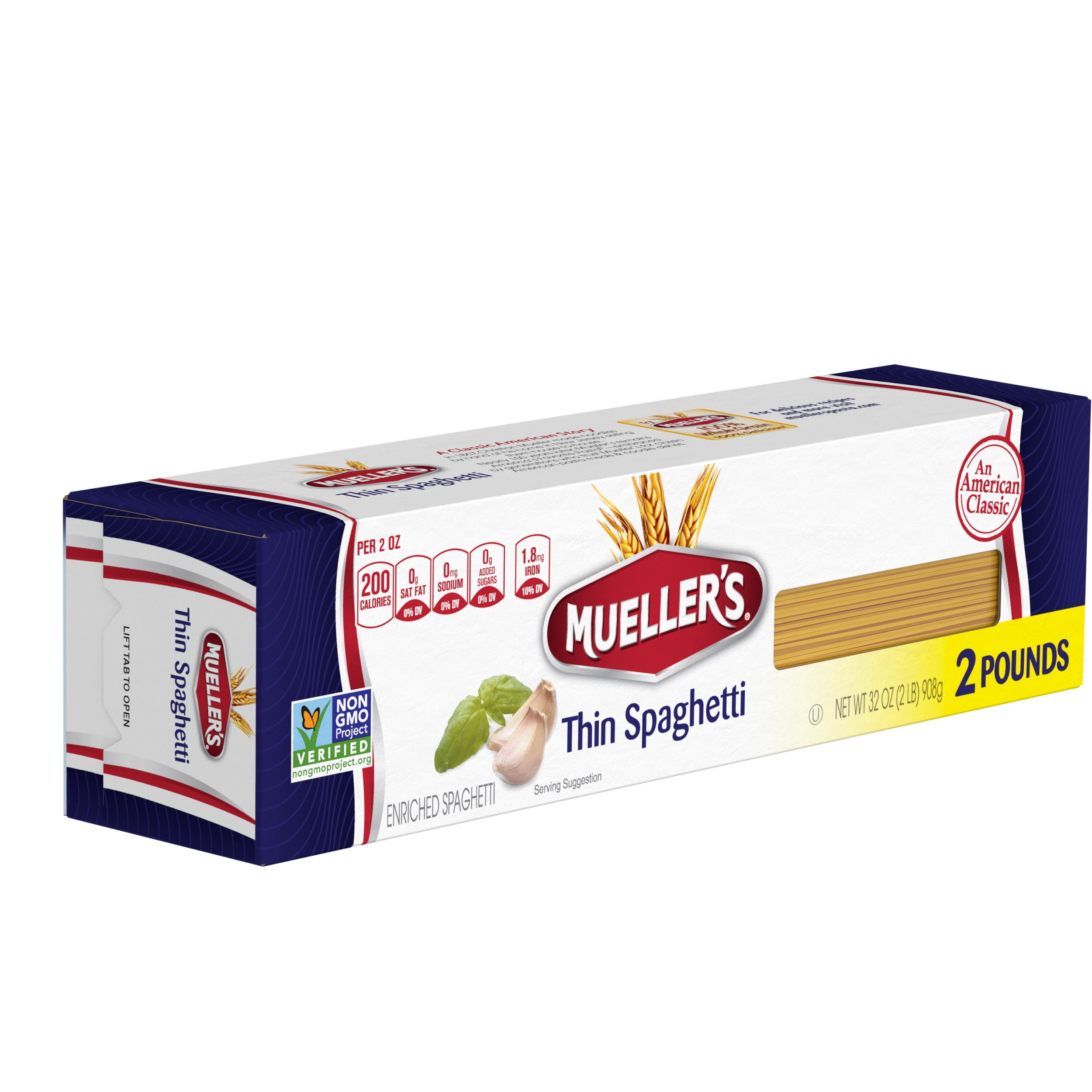 (3 pack) Mueller's Sodium-Free, Cholesterol-Free Thin Spaghetti Pasta, 32 oz (Shelf-Stable)