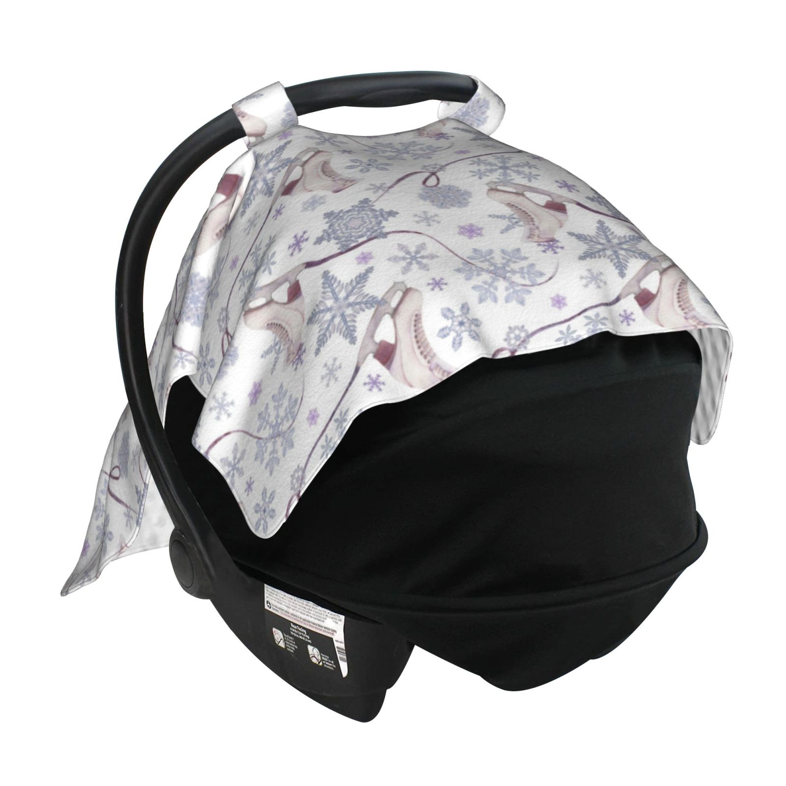Car Seat Cover Baby - Elegant ice skates snowflakes Breathable Infant Car Seat Cover for Baby Carseat, Lightweight Comfort Baby Essentials Must Haves Newborn Stuff for Girl Boy