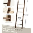 thumbnail image 3 of Blanket Ladder for the Living Room 6-Tier, Wooden Decorative Quilt Holder for Bed room, Wall-Leaning Towel Rack for Bathroom，Rustic Farmhouse Ladders for Display. (Dark Brown), 3 of 7