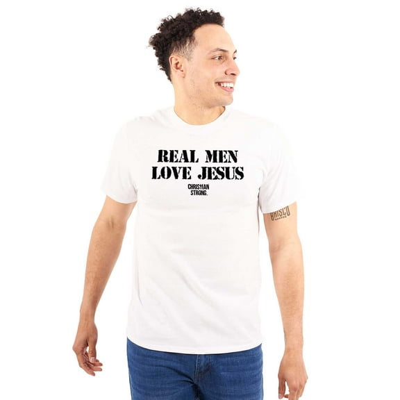Real Men Love Jesus Christian Men's Graphic T Shirt Tees Brisco Brands S