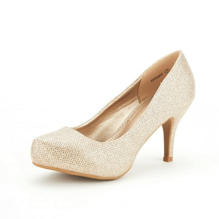 

Dream Pairs Tiffany Women s New Classic Elegant Versatile Low Stiletto Heel Dress Platform Pumps Shoes Tiffanny Gold Size 6