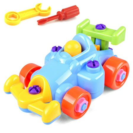 Children Train Car Toy DIY Disassembling Plane Car Building Blocks Model Tool with Screwdriver Assembled Educational