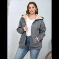 thumbnail image 4 of Sudadera con Capucha de Invierno de Larga con Cremallera para Mujer, Informal, Cálida y Acogedora, con Forro , para Otoño. Gris Oscuro 5XL, 4 of 9