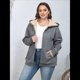 thumbnail image 4 of Sudadera con Capucha de Invierno de Larga con Cremallera para Mujer, Informal, Cálida y Acogedora, con Forro , para Otoño. Gris Oscuro XXXL, 4 of 9