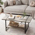 thumbnail image 2 of GAOMON Farmhouse Coffee Table, 2-Tier Living Room Tables Sofa Table, 41" Wood Coffee Table with Shelf, Rustic Minimalist Rectangle Center Table, 47 Inch, 2 of 7