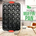 thumbnail image 2 of 24 Cup Muffin Pan - Deluxe Nonstick Gray Coating Inside & Outside With Red Silicone Handles, Compatible with Model: NCSBS10S (Black), 2 of 6