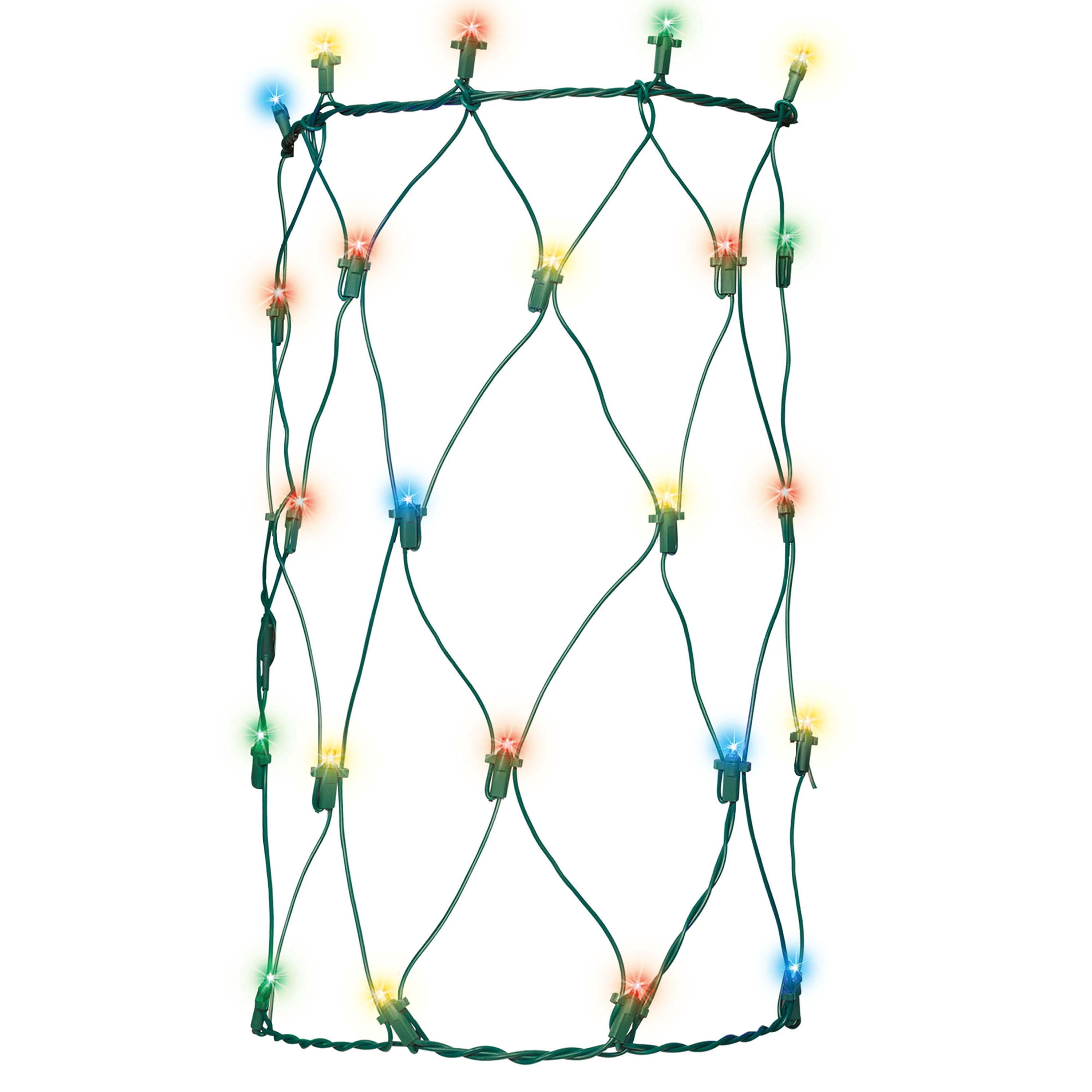 Indoor/Outdoor 100-Count LED Tree Trunk Christmas Net Lights, Multicolor, Green Wire, 6' x 1.5', by Holiday Time