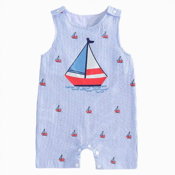 Xudanell Baby Boy 1st Birthday Outfit One Letter Embroidery Sleeveless Romper Jumpsuit Photoshoot Overalls Cake Smash Outfits (0-3 Months, Blue)