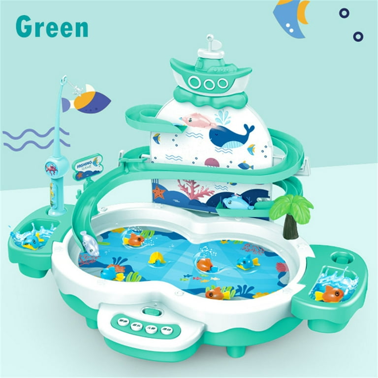 Fridja Electric Cute Fishing Toys Music Rotating Fishing Game Magnetic Education Toy, Size: 43, Green