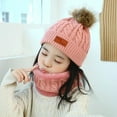 thumbnail image 4 of 3PCS Set Baby Winter Hat Pompom Children Hat Knitted Cute Warm Cap Scarf Gloves Suit for Girl Boy,Dark pink, 4 of 10