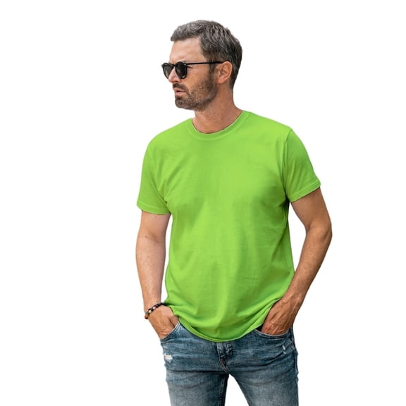 Men's T-shirt Green Cotton Plain Male