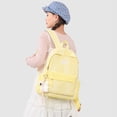 thumbnail image 4 of Cute Aesthetic School Backpack, Spacious Backpack with Pendant, Lightweight Breathable Bookbag for Middle School College (Yellow), 4 of 10