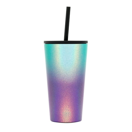 Simple Modern 16 oz Classic Tumbler with Straw & Flip Lid - 18/8 Stainless Steel Water Bottle Shimmer: Aurora