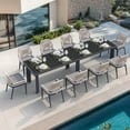 thumbnail image 1 of PURPLE LEAF 11 Pieces Modern Patio Dining Set, Rectangular Aluminum Outdoor Table and 10 All-Weather PE Rattan Chairs Set for Kitchen Porch and Garden, Dark Grey, 1 of 9