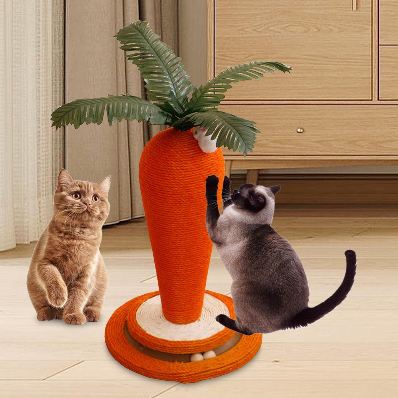 Bvdfgk Carrot-shaped cat scratcher, interactive pet toy, funny carrot-shaped scratching Turntable 30x30x43cm