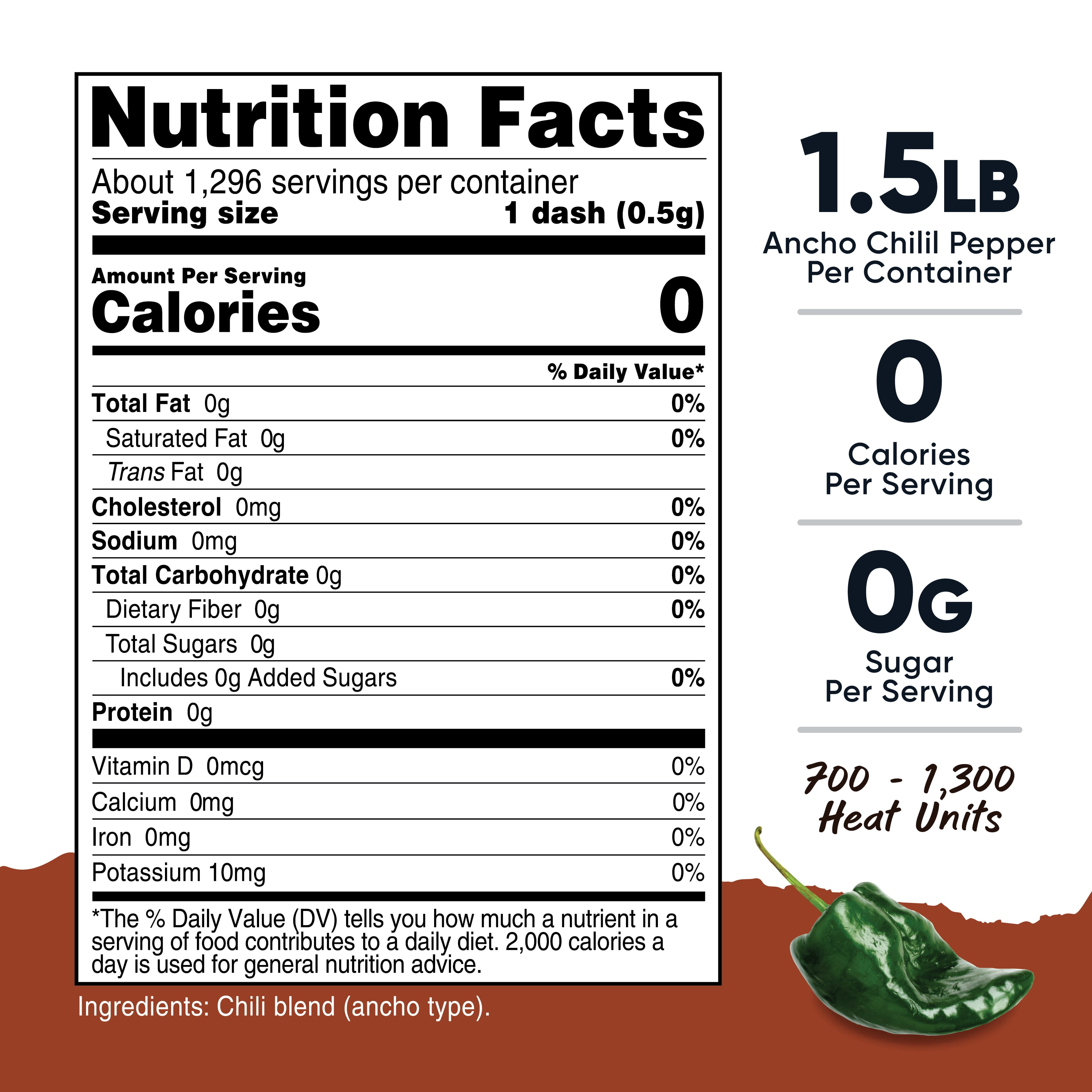 Nutricost Ancho Chili Pepper (1.5 LB) 1000 heat units - Vegan, Gluten-Free