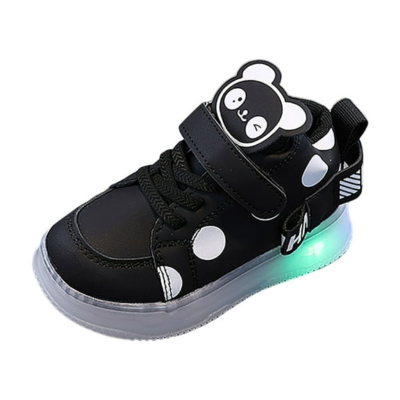Linfrsh Light Up Shoes for Boys Toddler Walking Shoes Non-Slip Running Shoes Boys Girls Kids Sports Athletic Sneakers Casual School Shoes Black,9