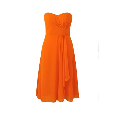Faship Womens Elegant Strapless Sweetheart Neckline Short Formal Dress Orange - 6,Orange