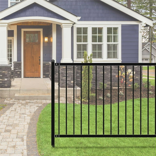 ALEKO FENCELYON8X4 Lyon Style Unassembled Steel Fence, 8' x 4' Black