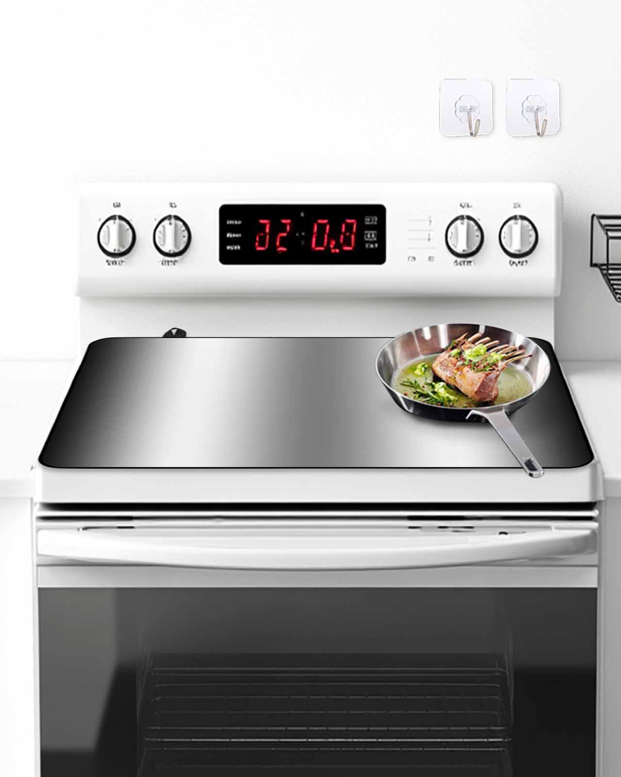 Stove Top Covers for Electric Stove, Ombre Black White Glass Stovetop Cover Protector, Simple Abstract Striped Farmhouse Induction Cooktop Protector Oven Mat for Kitchen Countertop 24"x21"