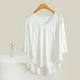 thumbnail image 1 of Blusa de pijama de manga larga para mujer, cuello en V, mangas 3/4, suelta, color liso, para estar en casa, blusa de pijama, blusa modal para mujer, 1 of 6