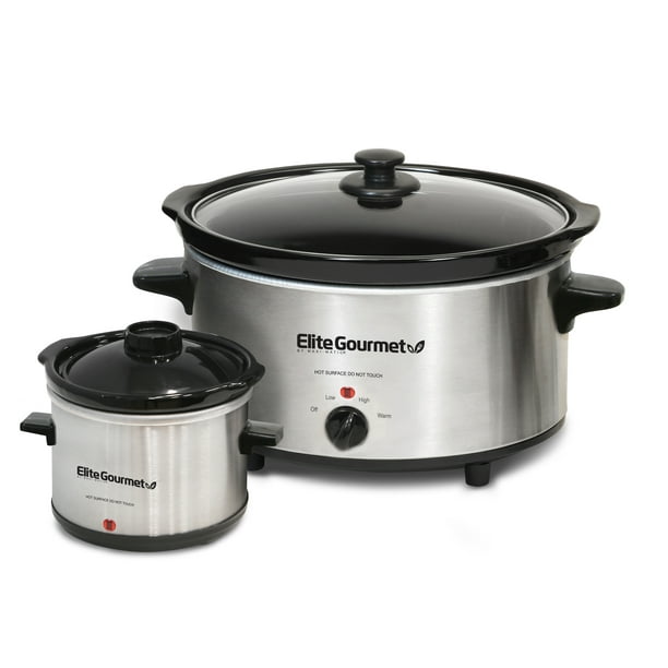Elite Gourmet MST500D 5Quart Stainless Steel Slow Cooker with Mini