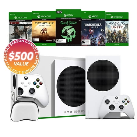 Microsoft Xbox Series S 2022 Holiday Bundle - 5 Games Full Game (Digital) and Mytrix Controller Protective Case