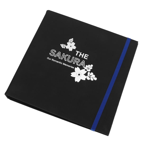 Álbum de fotos artesanal, adhesivo, álbum de registro de posgrado familiar, álbum de recortes, libro de recuerdos de viaje, regalo de aniversario, azul oscuro, patrón de flores (20 páginas negras)