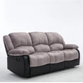 thumbnail image 6 of Nathaniel Home Champion Manual Double Reclining Sofa, PU Leather Upholstered 3-Seat Couch, Tufted Recliner, Plush Scoop Seating, for Living Room Home Theater, Gray, 6 of 8