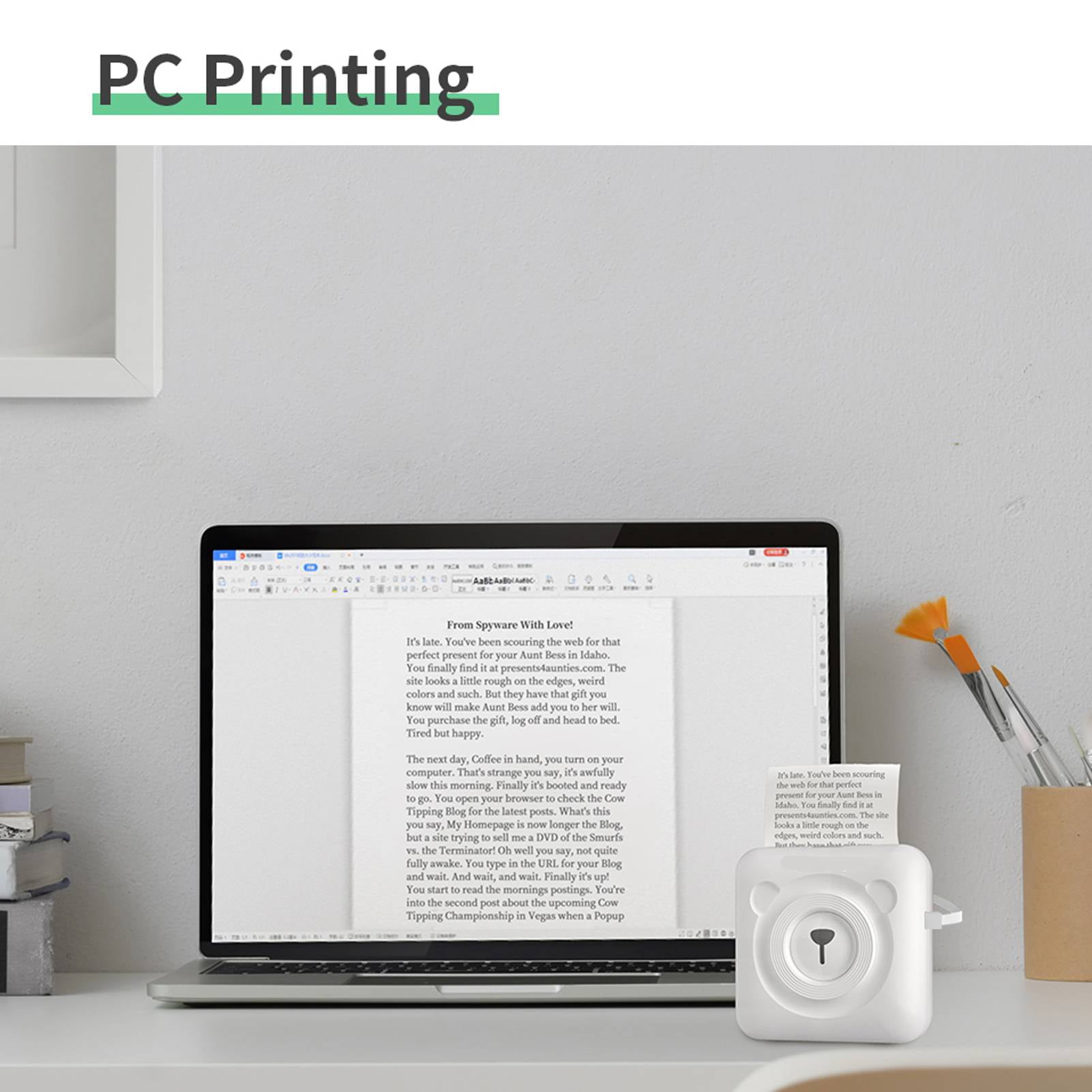 mini printer for phone Mini A6 Mini Pocket Printer HD 304DPI Wireless BT Thermal Printer Picture Photo Label Memo Notes Journal Receipt Paper Printer Sticker AR Photo Function Inkless Printing