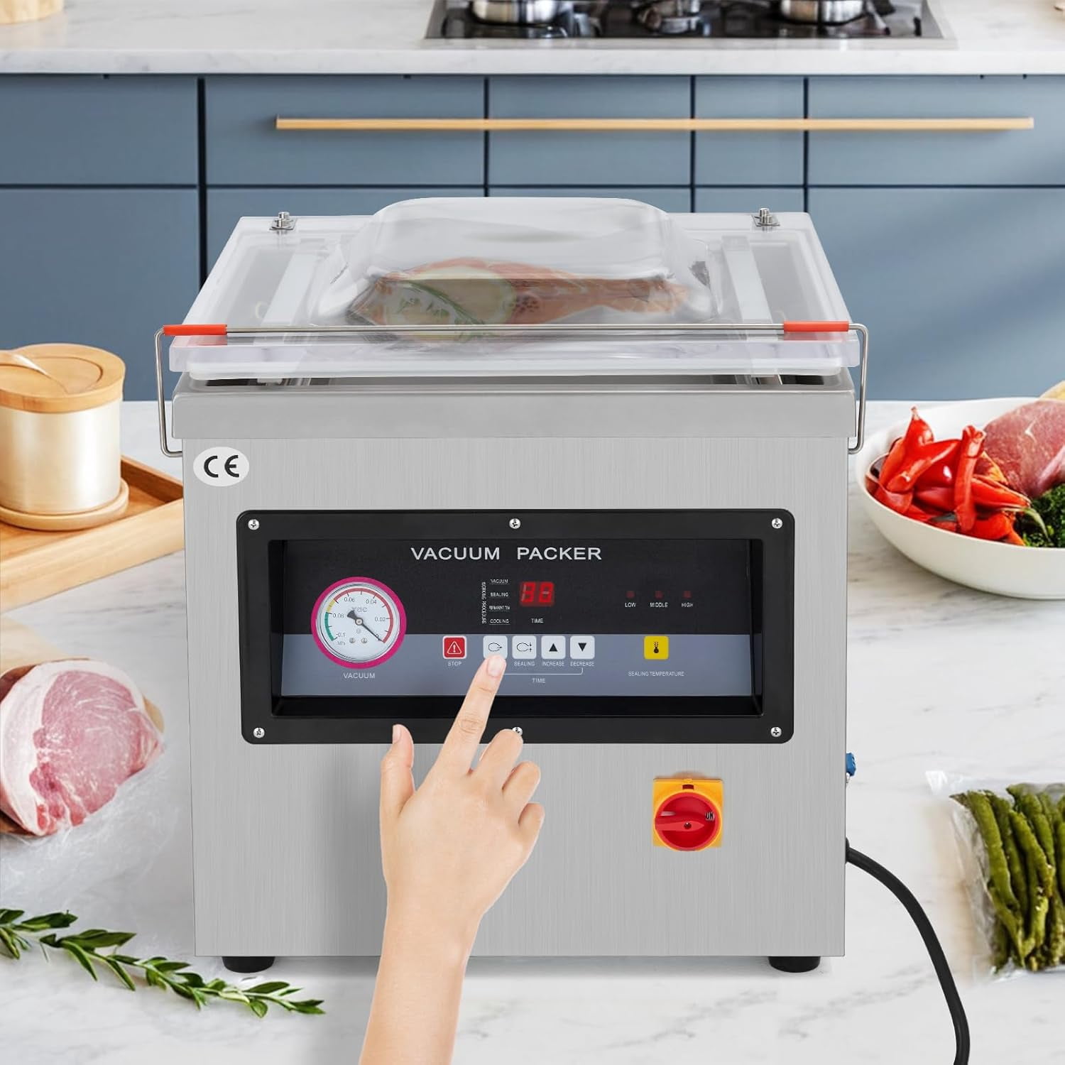 EastVita 15.7" 19.8 m³/h Commercial Chamber Vacuum Sealer, 110V Professional Food Vacuum Sealer with Chamber, Perfect for Food Preservation Home Kitchen Use