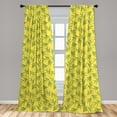 thumbnail image 4 of Ambesonne Nature Curtains, Cinchone Illustration Print, Pair of 28"x63", Peacock Green Mustard, 4 of 5