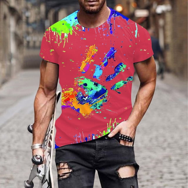 T-shirts Tendance pour Hommes pour l'Été Manches Courtes Col Rond Design Polyvalent Tenue Décontractée pour Toutes Occasions
