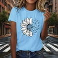 thumbnail image 5 of Fengqque Women's Cute T-Shirt Short Sleeve Round Neck Classic Daisy Print Loose T-shirt Fashionable Casual Top Sky Blue XXL(XXL), 5 of 5