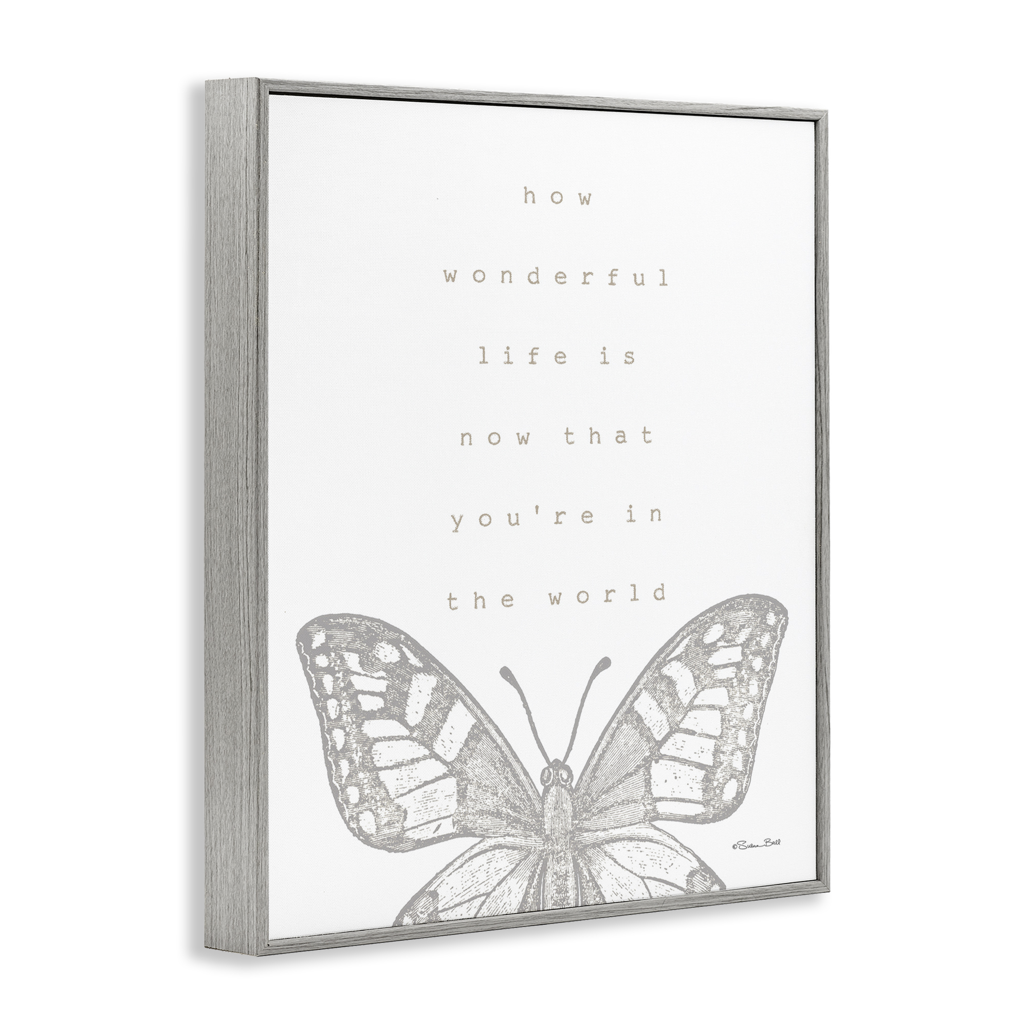 Stupell Industries Wonderful Life Phrase Animals & Insects Painting Gray Framed Art Print Wall Art, 11 x 14