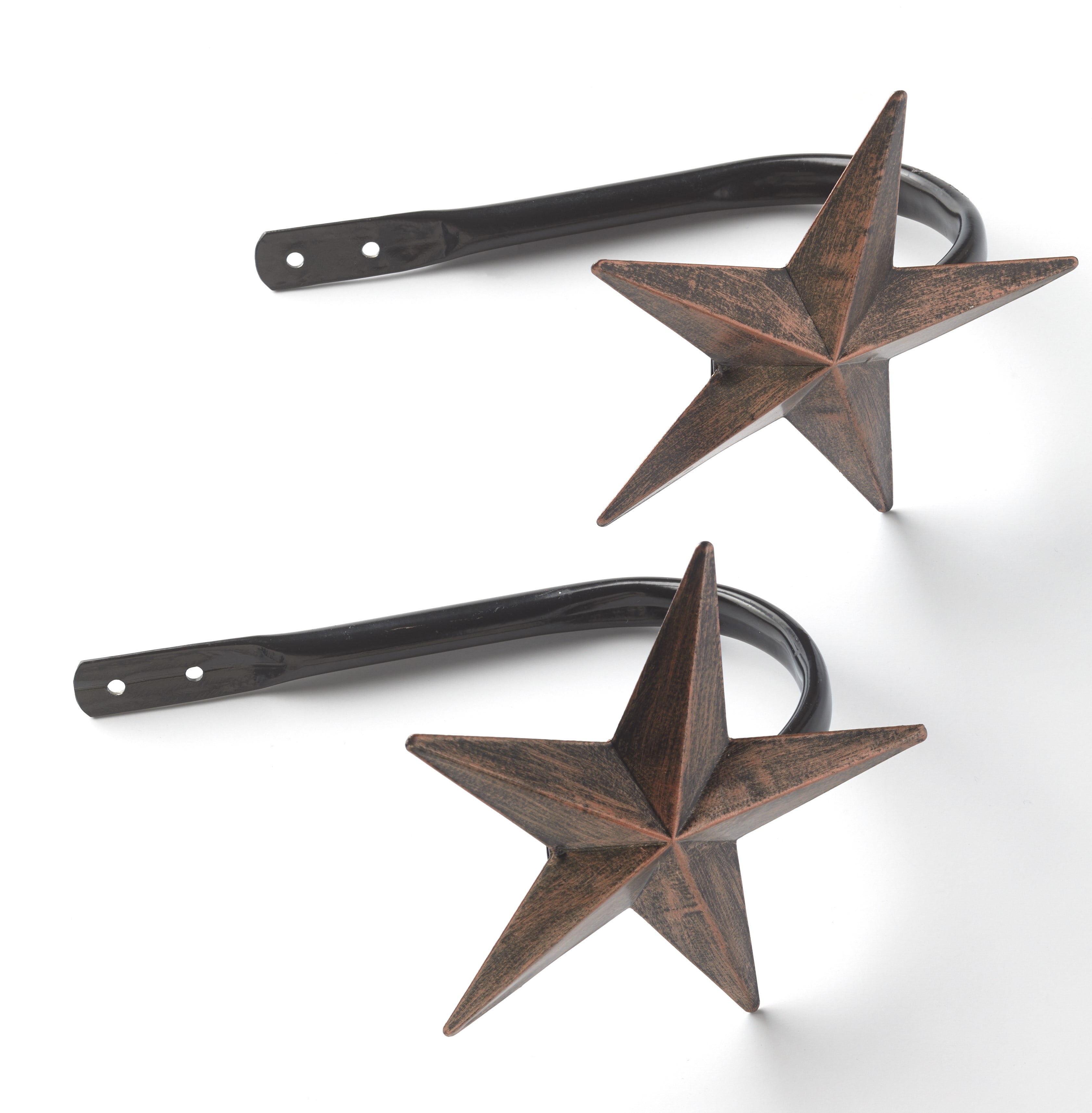 Details about   LTD Country Iron Star Drapery Hooks with Distressed Metal Finish Set of 2 