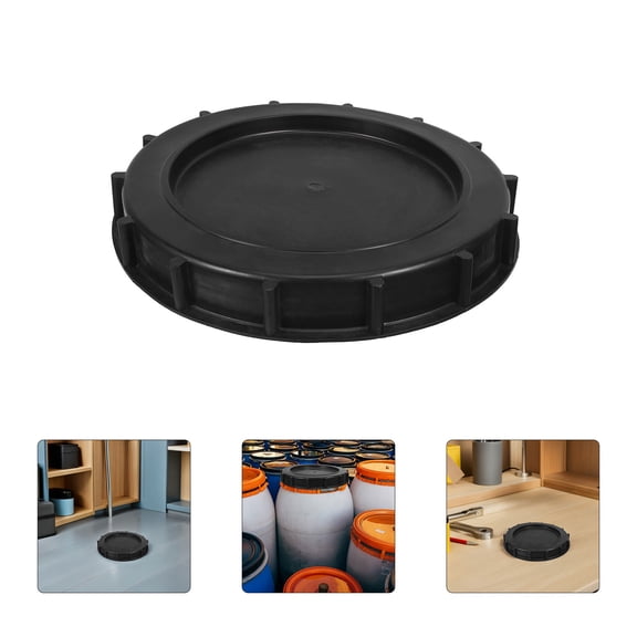 Luxshiny Black Industrial Plastic Bucket Lid with Screw-On Seal for Water Storage Tanks and Chemical Drums, and Secure