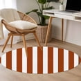 thumbnail image 5 of Burnt Orange Stripe Large Area Rugs for Bedroom Living Room, Soft Non Slip Carpet Bedside Rug, Farmhouse Striped Abstract Art Round Floor Cover Kitchen Accent Rug 3.3' for Dining Room/Office, 5 of 9