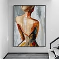 thumbnail image 3 of Original portrait, elegant female acrylic abstract oil painting, original handmade oil painting, female gift, living room wall decoration,91*61cm (36*24) inches,stretched + black frame, 3 of 5