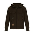 thumbnail image 3 of XFYSSS Fashion Casual Men's Vintage Workwear Color Block Multi Pocket Zipper Long Sleeved Hooded Casual Jacket Long Sleeve Hooded Casual Outwear & Jackets, 3 of 4