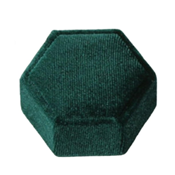 Estuche de caja de anillo hexagonal, organizador de anillos, caja de terciopelo, joyero de terciopelo para propuesta, aniversario, niñas, regalos de San Valentín EstiloC-Verde Sunnimix Titular de anillos