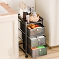 thumbnail image 1 of Andvari Slim Rolling Storage Cart with Pull-Out Basket, Metal Wire Shelf for Kitchen Vegetables, 1 of 11