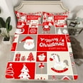 thumbnail image 2 of Manfei Lovely Santa Claus Twin Sheet Sets,Kawaii Xmas Tree Twin Fitted Sheet,Cute Gingerbread Man Flat Sheet For Girls Boys,Red Gray Beige Bedroom Decor,3 Pieces, 2 of 7