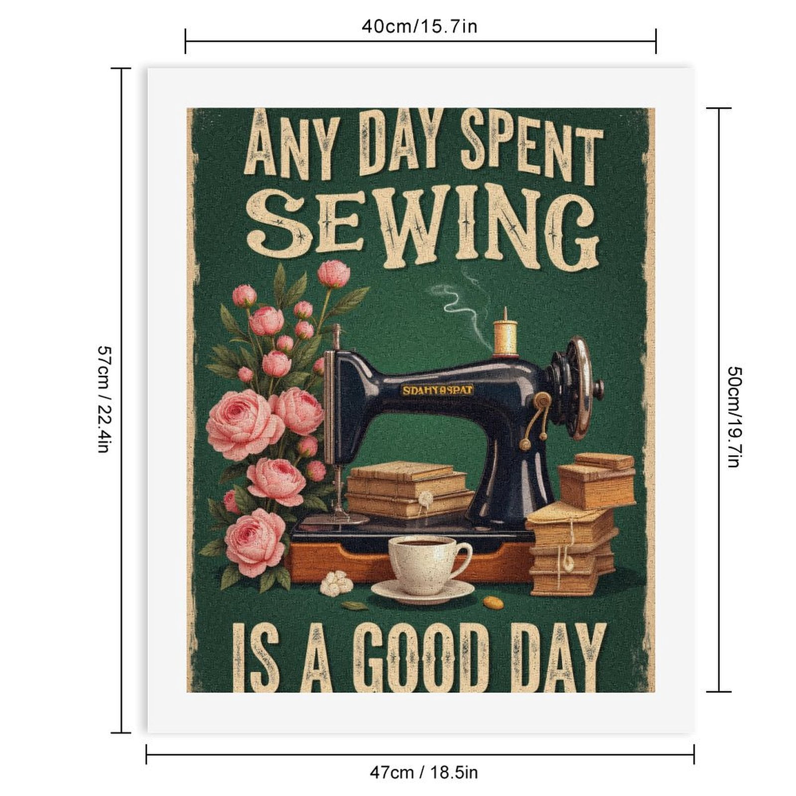 Paint By Numbers Kit for Adults Beginner - DIY Vintage Sewing Machine Art Flowers Canvas Painting Kits for Adults, Frameless Paint By Number for Adults for Home Wall Decor 16x20 Inch