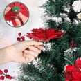 thumbnail image 6 of 12 Glitter Poinsettia Flowers , Artificial Christmas Tree Decorations - Clip-On Holiday Floral Arrangements with Stems (Red/Gold), 6 of 6