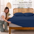 thumbnail image 4 of Bare Home 100% Organic Cotton Fitted Sheet - Jersey Weave - 150 GSM - Twin, Dark Blue, 4 of 9