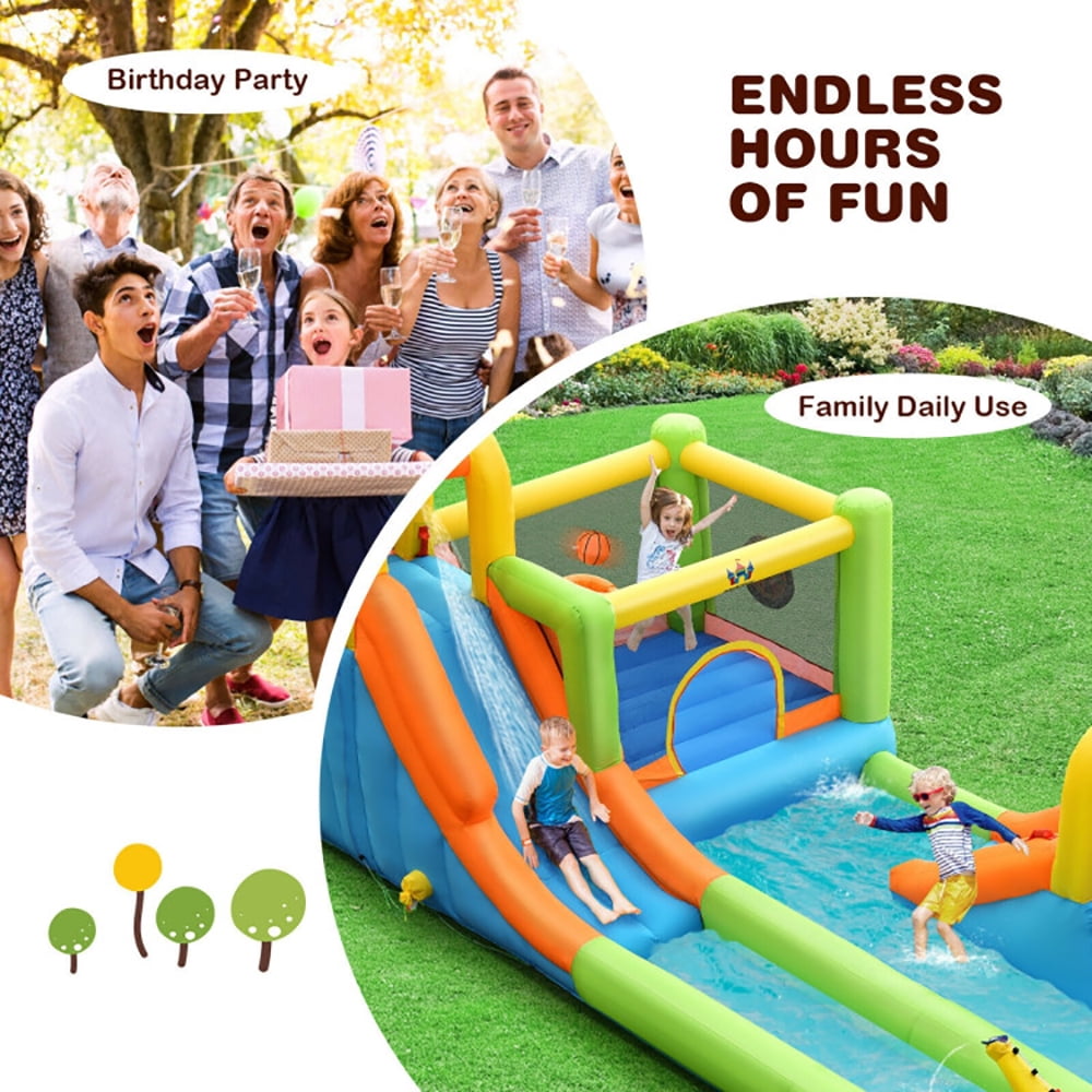 Aimee Lii 8-in-1 Inflatable Water Slide Bounce House with Splash Pool and 735W Blower, Playhouse for Kids Outdoor Aimee Lii 8-in-1 Inflatable Water Slide Bounce House with Splash Pool and 735W Blower, Playhouse for Kids Outdoor