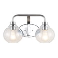 thumbnail image 2 of JONATHAN Y Sandrine 17.5" 2-Light Iron/Seeded Glass Cottage Rustic LED Vanity Light, Chrome, 2 of 7